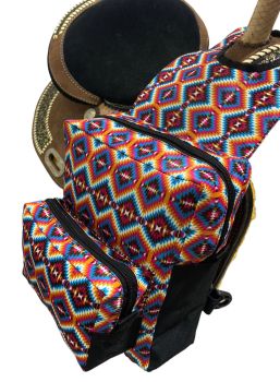 Showman Bright Pink Aztec Print Nylon Horn Bag - Blue&#47;Pink&#47;Org&#47;White #3